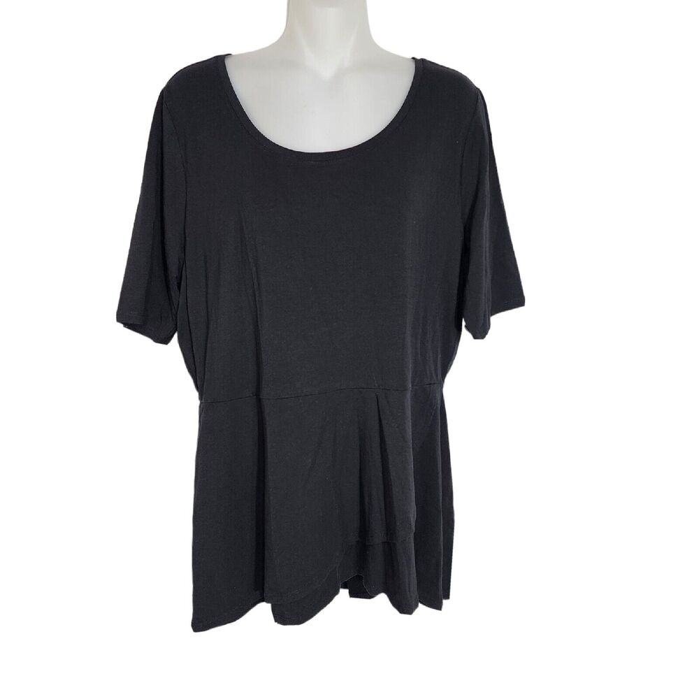 Isaac Mizrahi Live Womens Top Medium Elbow Sleeve Peplum Flounce Knit A303962